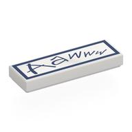 Tile 1 × 3 with Dark Blue Scribbled 'Aawww', Border print White
