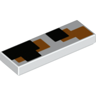 Tile 1 × 3 with Black/Orange Squares print Weiß