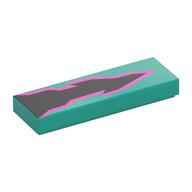 Tile 1 × 3 with Black Flame/Lightning Bolt, Dark Pink Border print Dark Turquoise