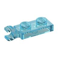 Plate Special 1 × 2 with Clip Horizontal on End Trans-Light Blue