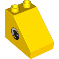 Duplo Brick 3 × 2 × 2 Slope with Eye Print Yellow