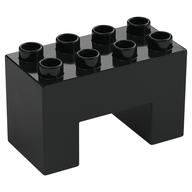 Duplo Stein 2 × 4 × 2 mit 2 × 2 quadratisch Bogen Schwarz
