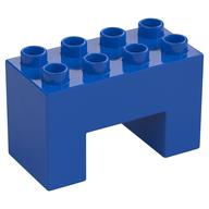 Duplo Stein 2 × 4 × 2 mit 2 × 2 quadratisch Bogen Blau