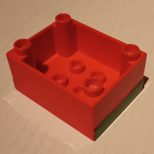 Duplo Train Locomotive Cabin Base with Green Stripe Red