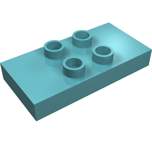 Duplo Platte 2 × 4 × 1/2 mit 4 Mitte Noppen [dick] Light Turquoise