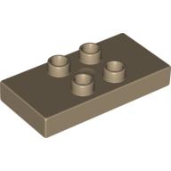Duplo Platte 2 × 4 × 1/2 mit 4 Mitte Noppen [dick] Dunkelbeige