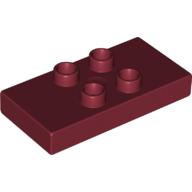 Duplo Platte 2 × 4 × 1/2 mit 4 Mitte Noppen [dick] Dunkelrot