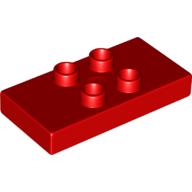 Duplo Platte 2 × 4 × 1/2 mit 4 Mitte Noppen [dick] Rot