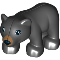 Duplo Animal Bear Cub, New Style, Brown Nose Print Black