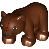 Duplo Animal Bear Cub, New Style, Semi-circular Eyes Print Reddish Brown