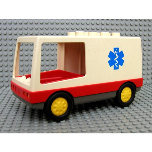 Duplo Van / Krankenwagen, mit roter Basis und EMT-Star-of-Life-Aufdruck Weiß