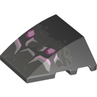 Brick Wedged, Curved 4 × 3 No Studs, with Face, Purple Eyes, Tooth print Black