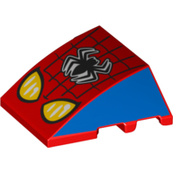 Brick Wedged, Curved 4 × 3 No Studs with Spider-Man Logo and Headlights Print Rot