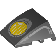 Brick Wedged, Curved 4 × 3 No Studs, with Yellow headlight print Schwarz