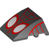 Brick Wedged, Curved 4 × 3 No Studs with Red Spider-Man Face print Black