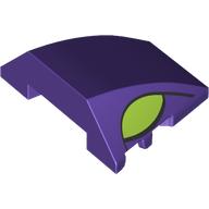 Brick Wedged, Curved 4 × 3 No Studs with Lime Eyes print Dunkellila