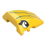 Brick Wedged, Curved 4 × 3 No Studs with White/Black Eyes, Sand Green Lightning Strikes print Yellow