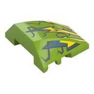 Brick Wedged, Curved 4 × 3 No Studs with Yellow/Silver Lightning Bolts print Limette