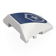 Brick Wedged, Curved 4 × 3 No Studs with Silver Police Badge on Dark Blue Background print Weiß
