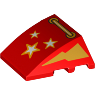 Brick Wedged, Curved 4 × 3 No Studs, with Stars, Lightning Bolts, and Bar print Rot