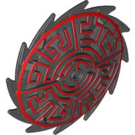 Large Figure Weapon Saw Blade Shield with Red Geometric Print Schwarz