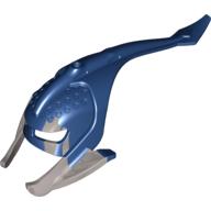 Large Figure Mask Manta Ray with Marbled Flat Silver Pattern (Kiina) Dark Blue