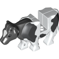 Animal, Cow with Black Spots Print Weiß