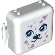 Pod, Square 3 × 8 × 6 2/3 [Male] with Dark Blue Puppy Face, Lavender Spots print Weiß
