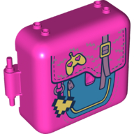 Pod, Square 3 × 8 × 6 2/3 [Male] with Bag, Heart, Straps, Game Controller print Dark Pink