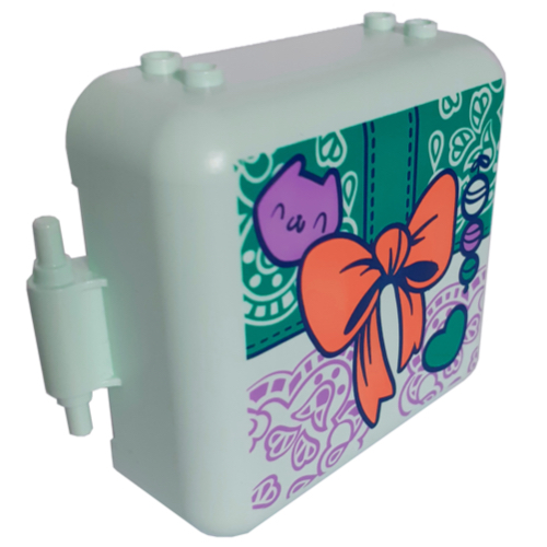 Pod, Square 3 × 8 × 6 2/3 [Male] with Coral Bow Tie print Light Aqua