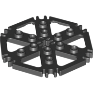 Technic Plate Rotor 6 Blade with Clip Ends Connected [aka Water Wheel] - Hollow Studs Schwarz