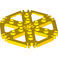 Technic Plate Rotor 6 Blade with Clip Ends Connected [aka Water Wheel] - Hollow Studs Yellow