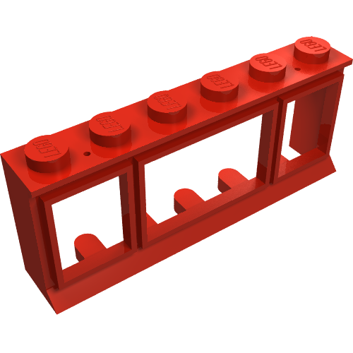 Window 1 × 6 × 2 (old type) with Extended Lip and Solid Studs, no Glass Rot