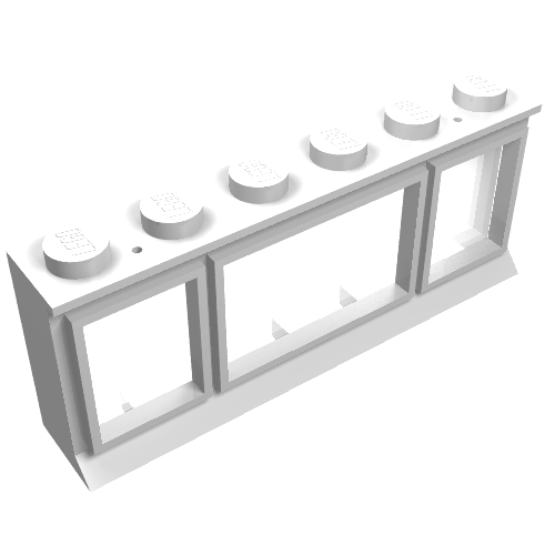 Window 1 × 6 × 2 (old type) with Extended Lip and Solid Studs, with Fixed Glass Weiß