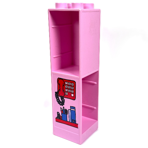 Duplo Building Wall 2 × 2 × 6 with Drawer Slots on Two Sides with Telephone Print Leuchtrosa