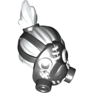 Hair and Mask, Top Knot, Black Gas Mask with White Stitches Pattern Weiß