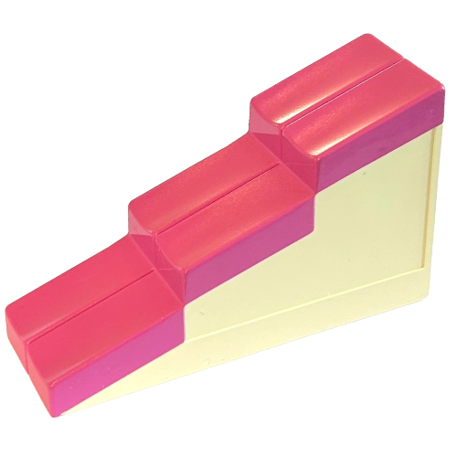 Duplo Roof-piece Slope 17° 2 × 6 Stepped with Dark Pink Shingles White