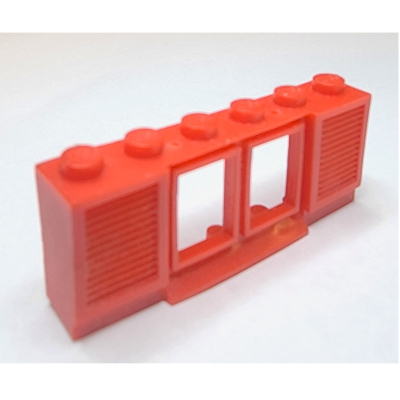 1 × 6 × 2 with Shutters with Extended Lip and Solid Studs, no Glass Red