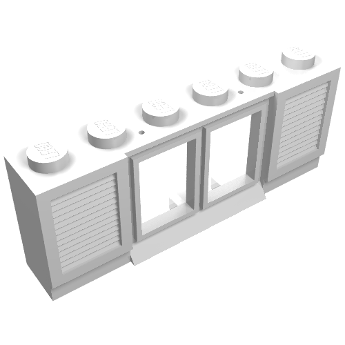 Window 1 × 6 × 2 with Shutters (old type) with Extended Lip and Solid Studs, with Fixed Glass White