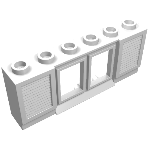 Window 1 × 6 × 2 with Shutters [Old Style Extended Lip & Glass] White
