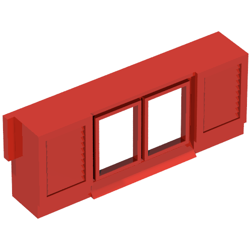 Window 1 × 6 × 2 with Shutters, without Glass for Slotted Bricks Red