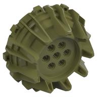 Wheel Hard Plastic with Small Cleats and Flanges Olive Green