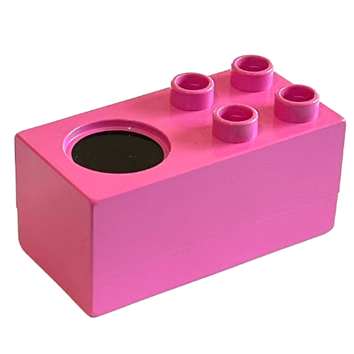 Duplo Stove 2 × 4 × 2 1/2 with 4 Studs and Black Burner Print Medium Dark Pink
