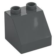 Duplo Brick 2 × 2 Slope 45° Dark Bluish Gray