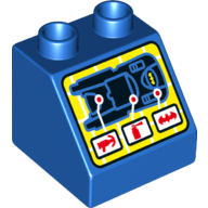 Duplo Brick 2 × 2 Slope 45° with Display Batmobile print Blau