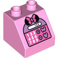 Duplo Brick 2 × 2 Slope 45 with Minnie Mouse Ears & Bow, and Calculator Print Bright Pink