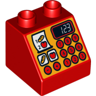 Duplo Brick 2 × 2 Slope 45° with Cash Register '123' Print Rot