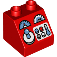 Duplo Brick 2 × 2 Slope 45° with Gauges, Joystick and Buttons Print Rot