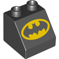 Duplo Brick 2 × 2 Slope 45° with Batman Logo Print Schwarz