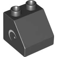 Duplo Brick 2 × 2 Slope 45° with Eye with White Spot and Curve Print on Both Sides Black